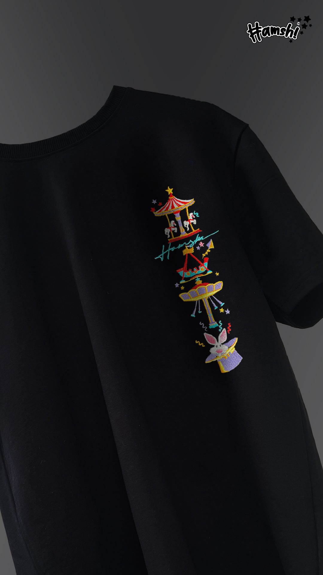Circus Embroidery T-shirt - Black