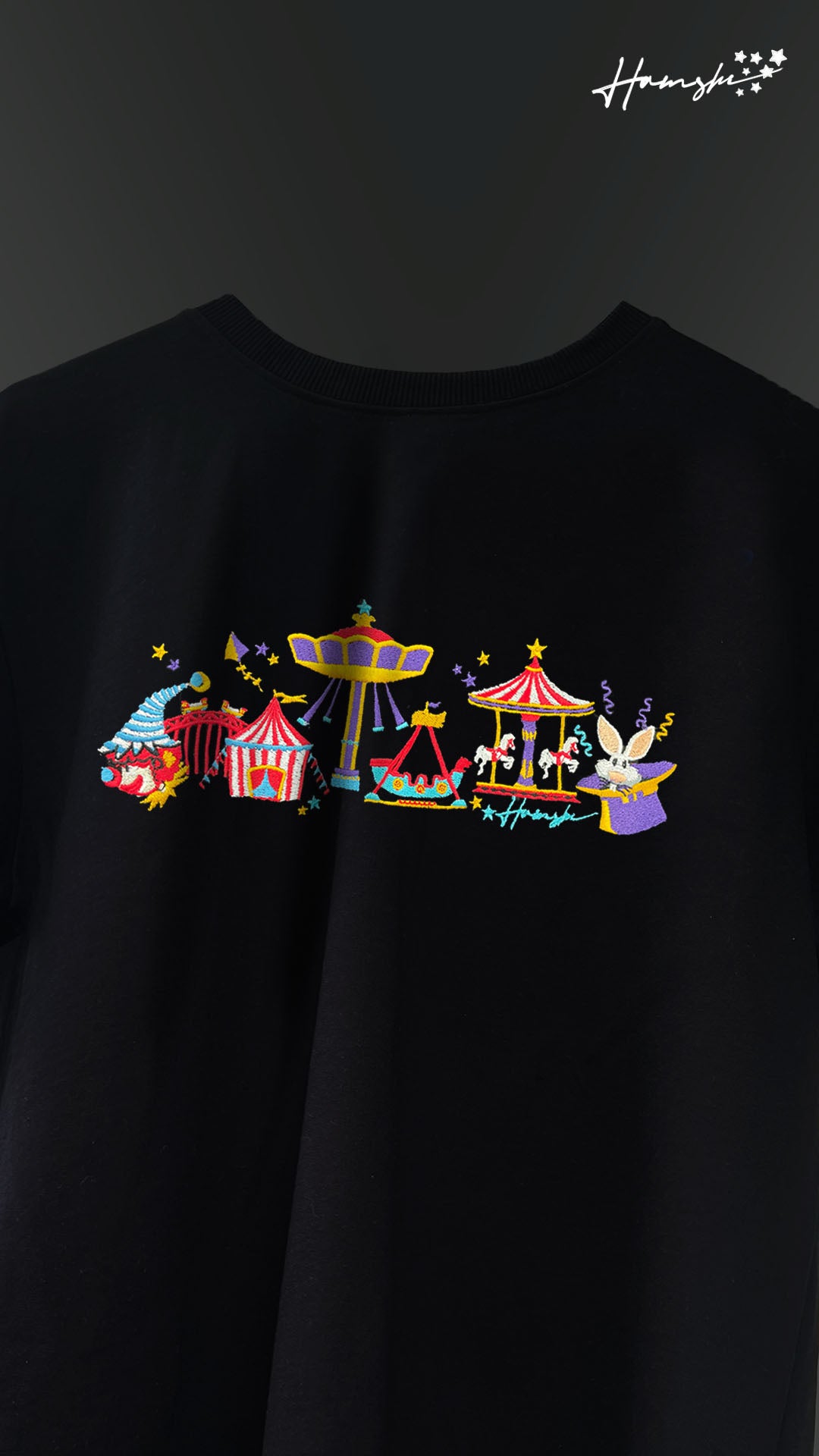 Clowns & Rides Embroidery T-shirt - Black