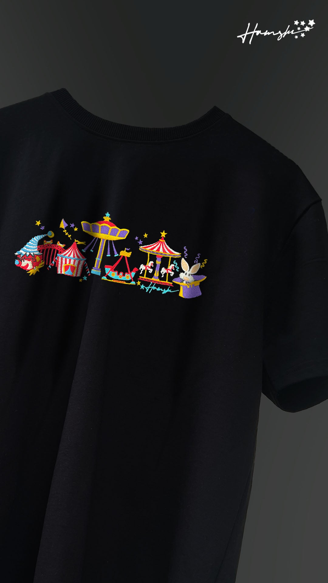 Clowns & Rides Embroidery T-shirt - Black