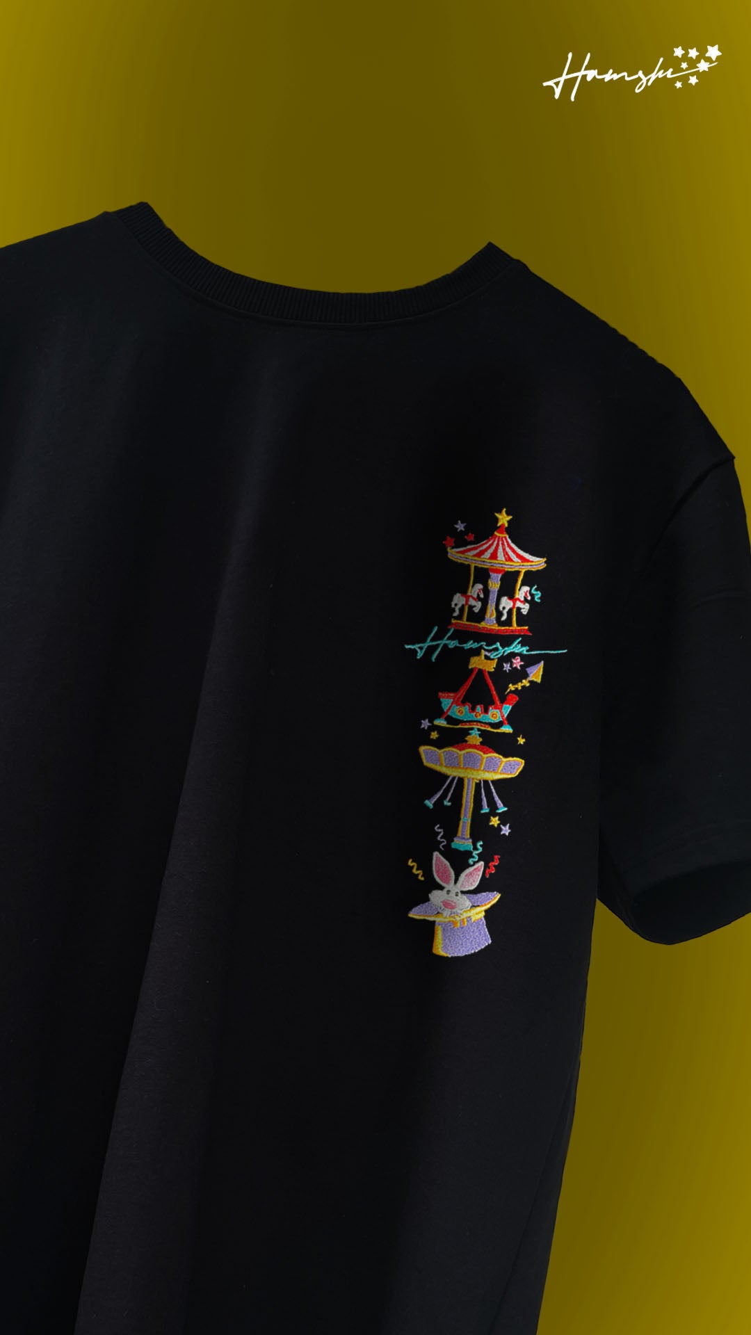 Circus Embroidery T-shirt - Black