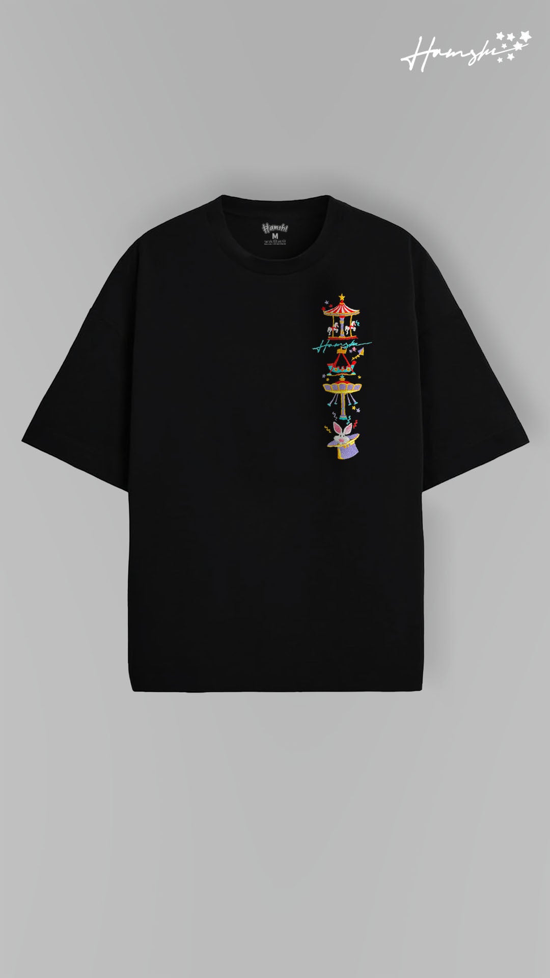 Circus Embroidery T-shirt - Black