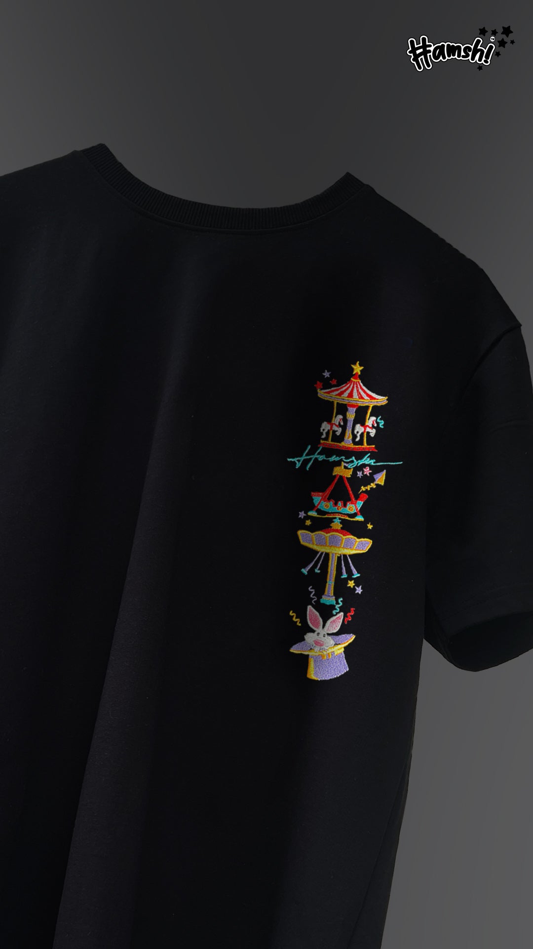 Circus Embroidery T-shirt - Black