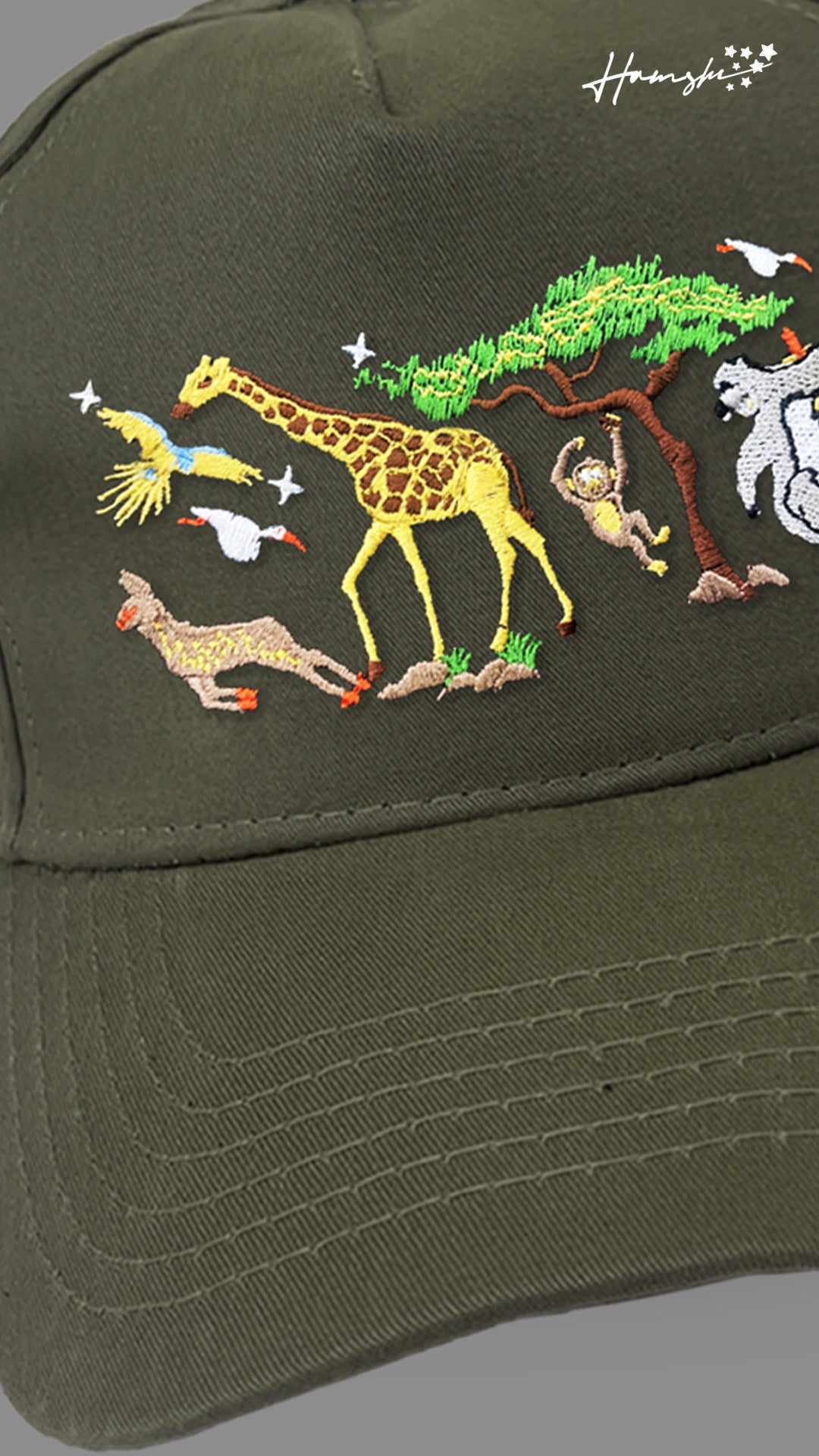 Wild Life Embroidery Cap - Military Green