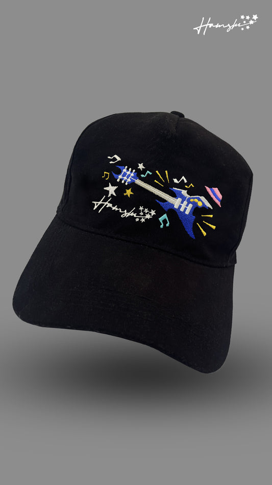 Music Embroidery Cap - Black