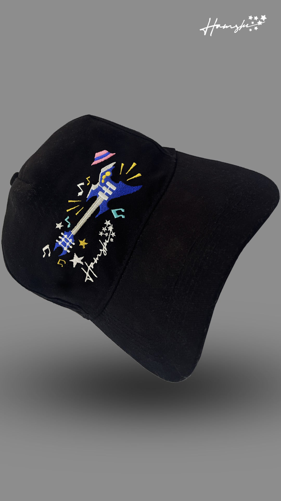 Music Embroidery Cap - Black