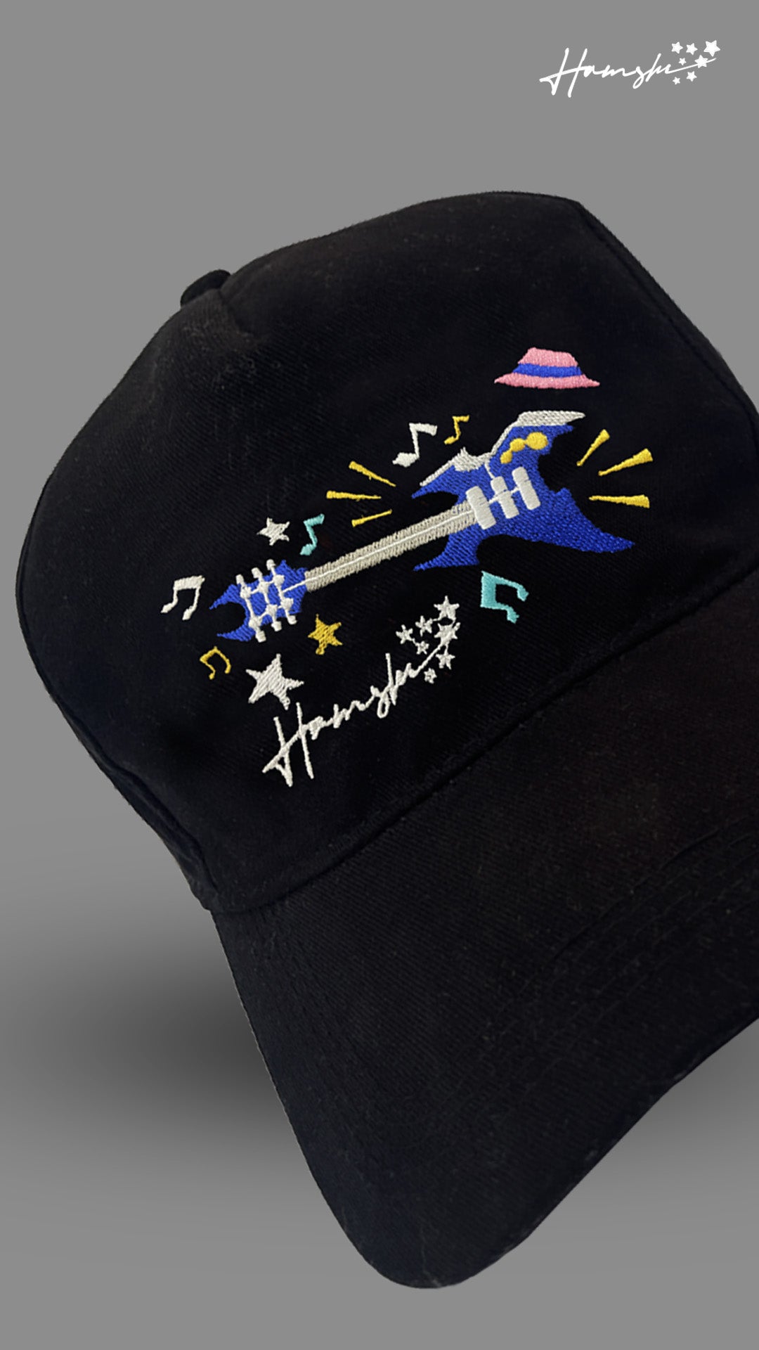 Music Embroidery Cap - Black