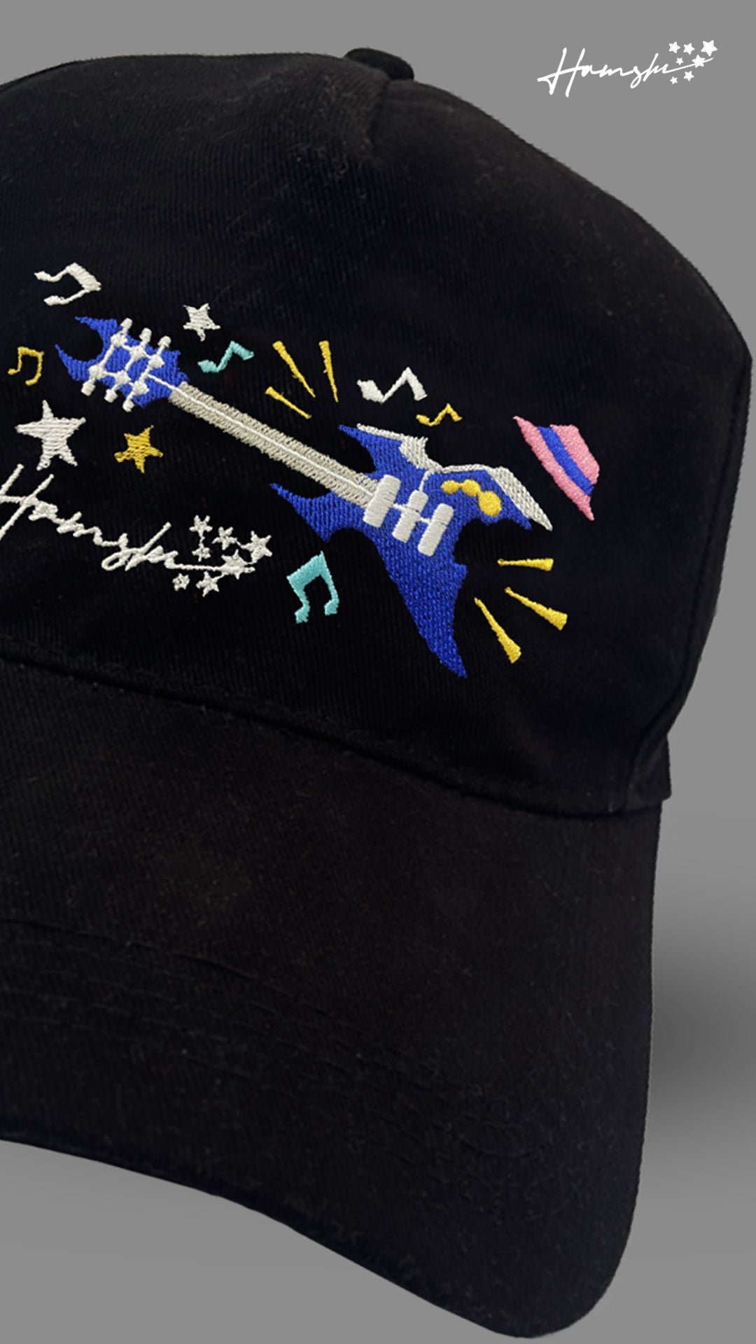 Music Embroidery Cap - Black