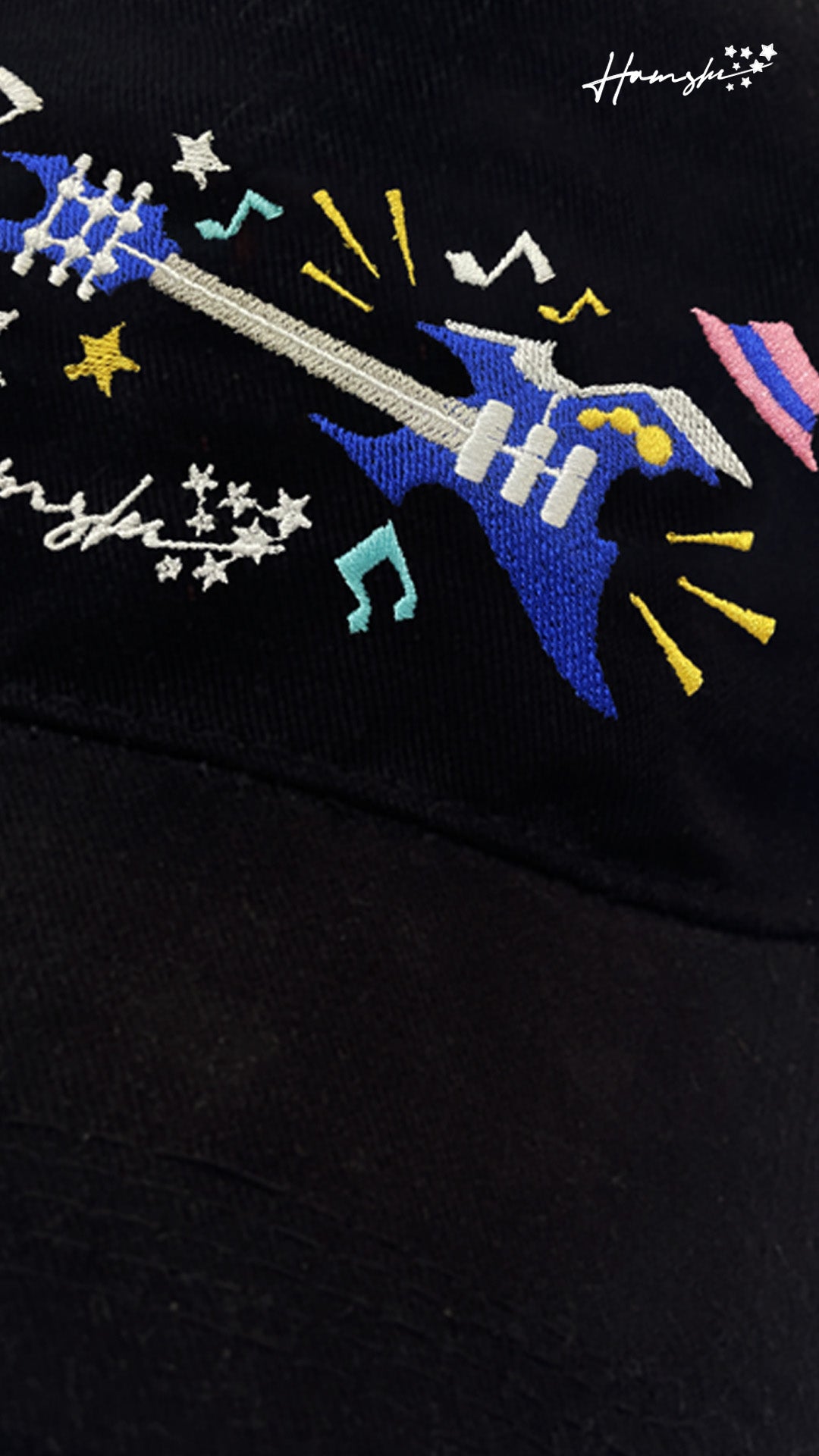 Music Embroidery Cap - Black