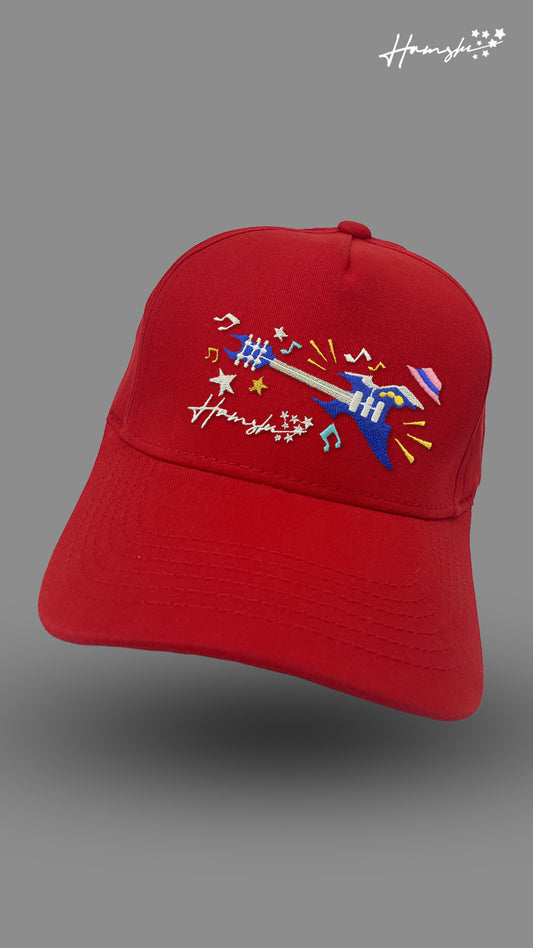 Music Embroidery Cap - Red