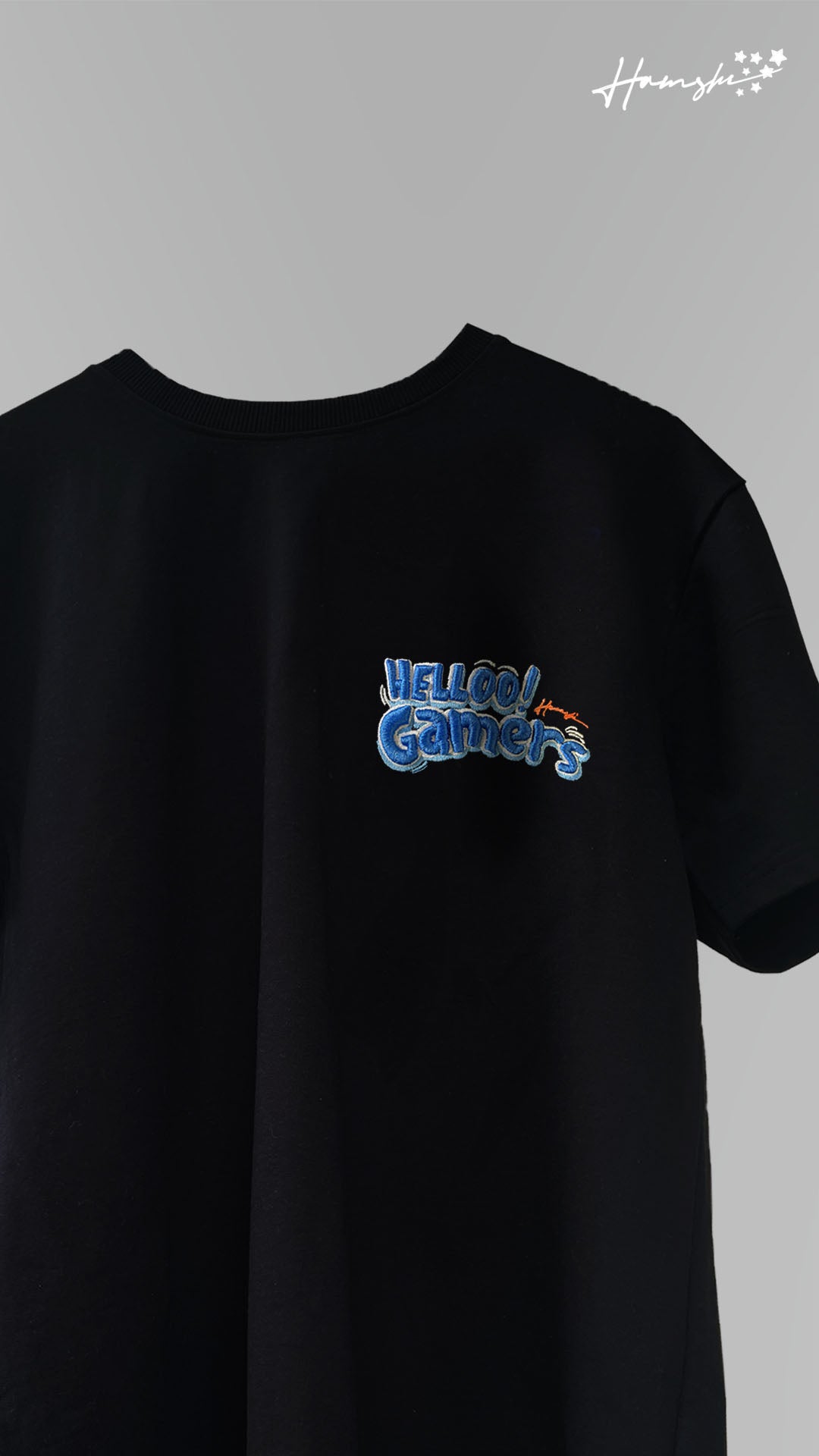 Hello Gamers -3D Embroidery T-shirt - Black