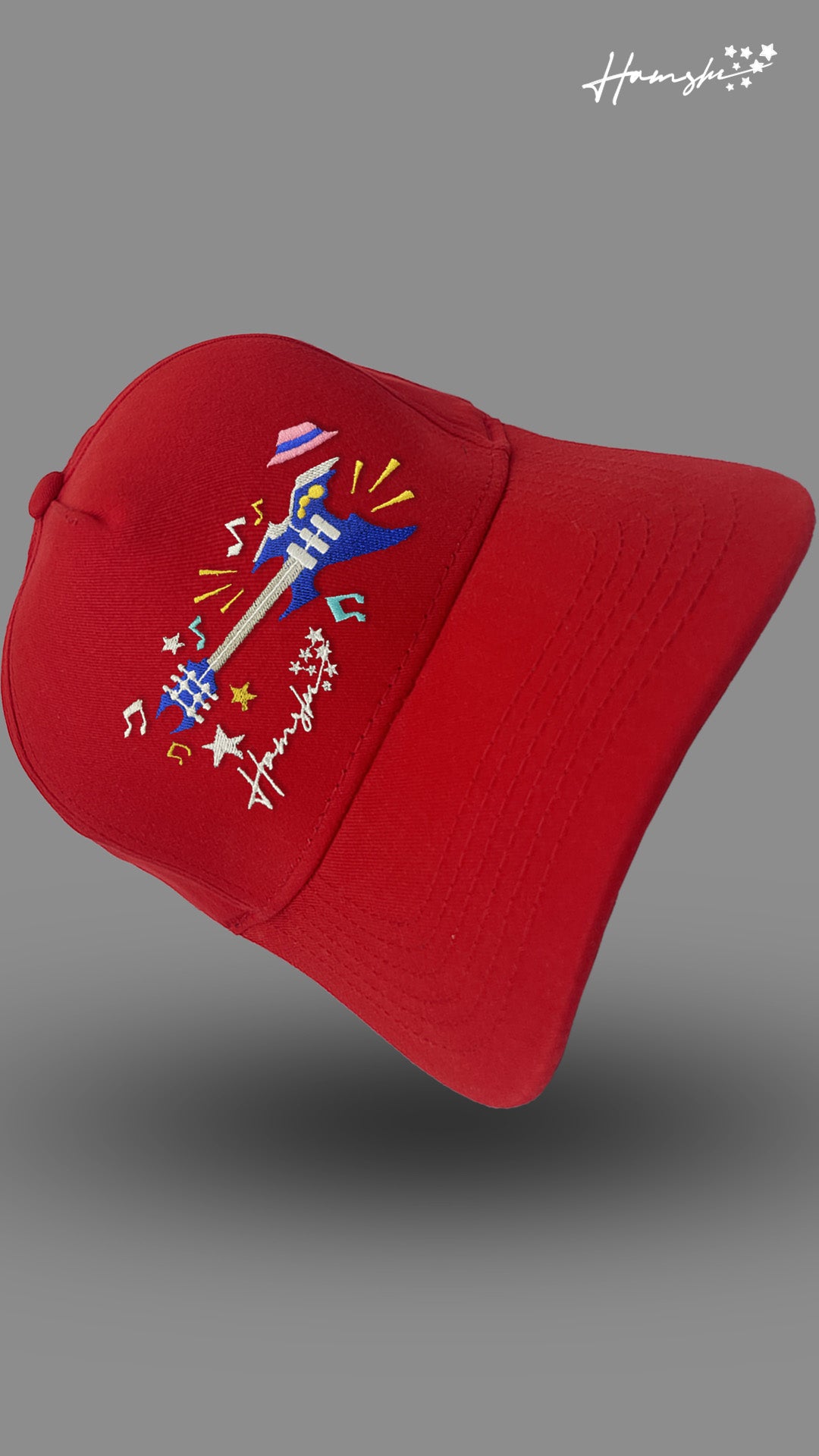 Music Embroidery Cap - Red