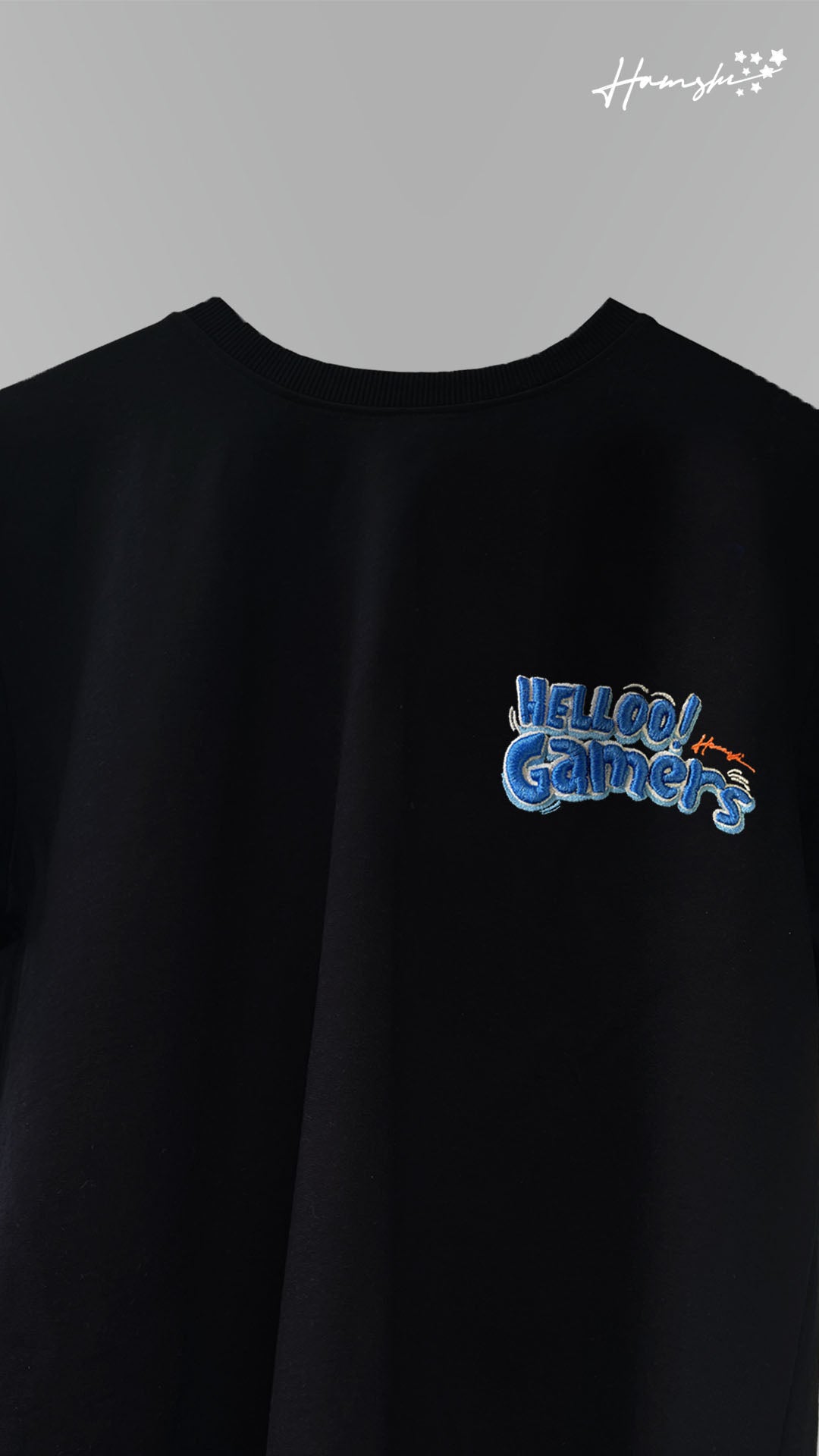 Hello Gamers -3D Embroidery T-shirt - Black
