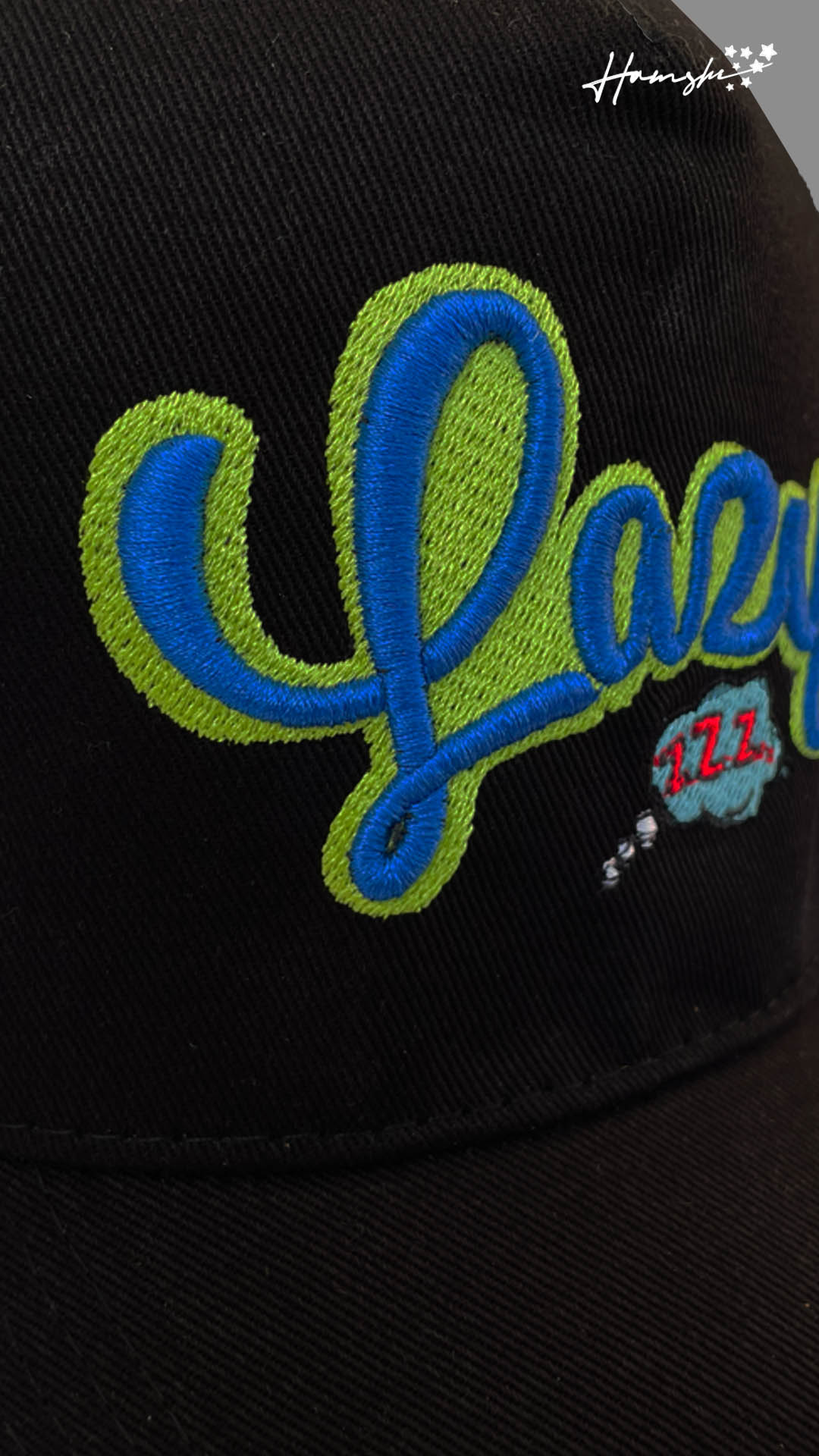 Lazy 3D Embroidery Cap - Black