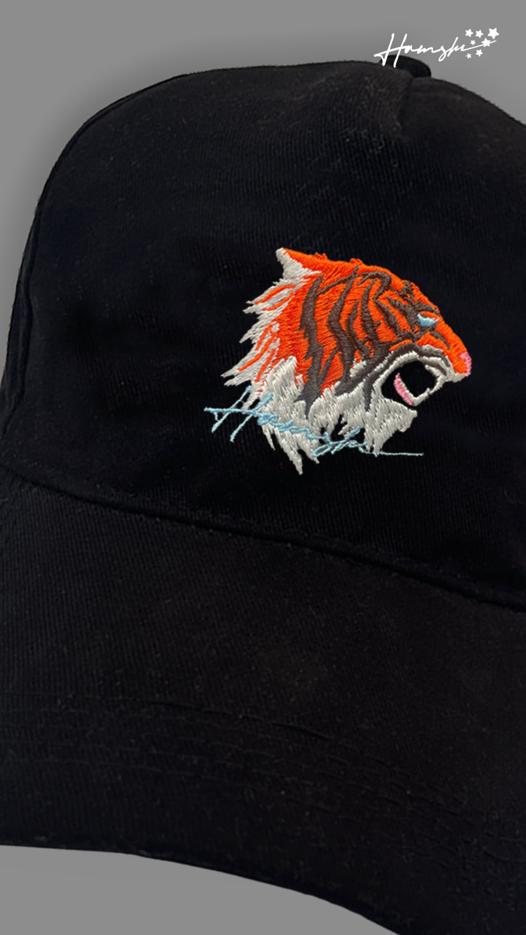 Tiger Embroidery Cap - Black
