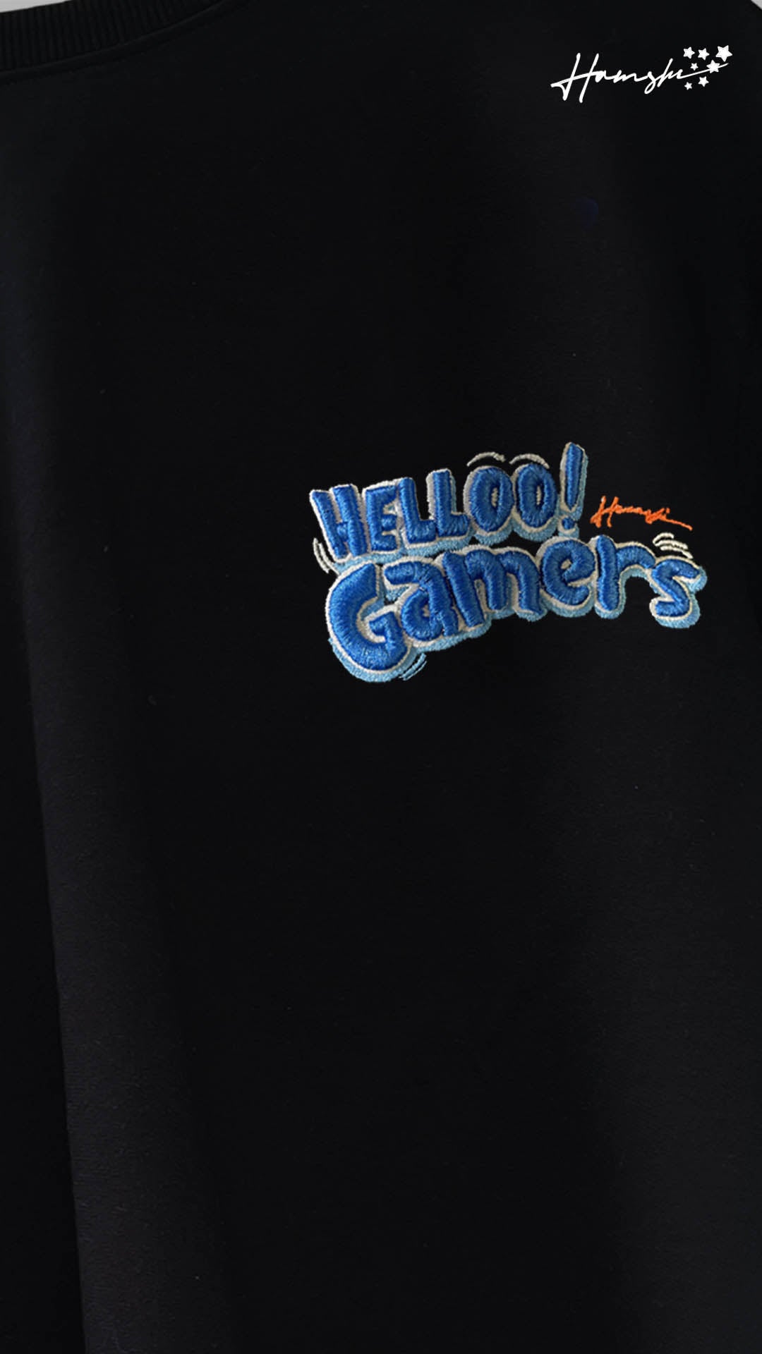 Hello Gamers -3D Embroidery T-shirt - Black