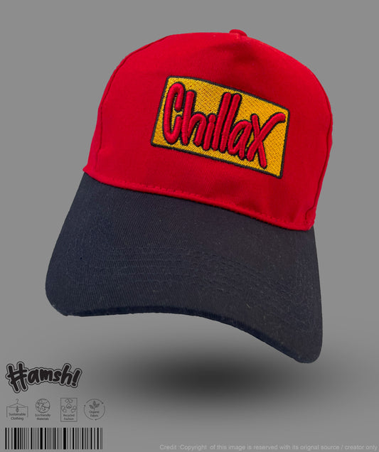 Chillax 3D Embroidery Cap - Red