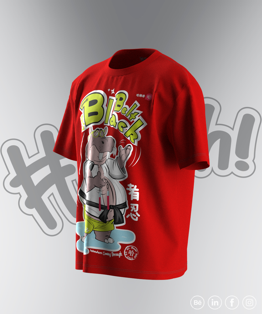 Hippo Black Belt Print T-shirt - Red