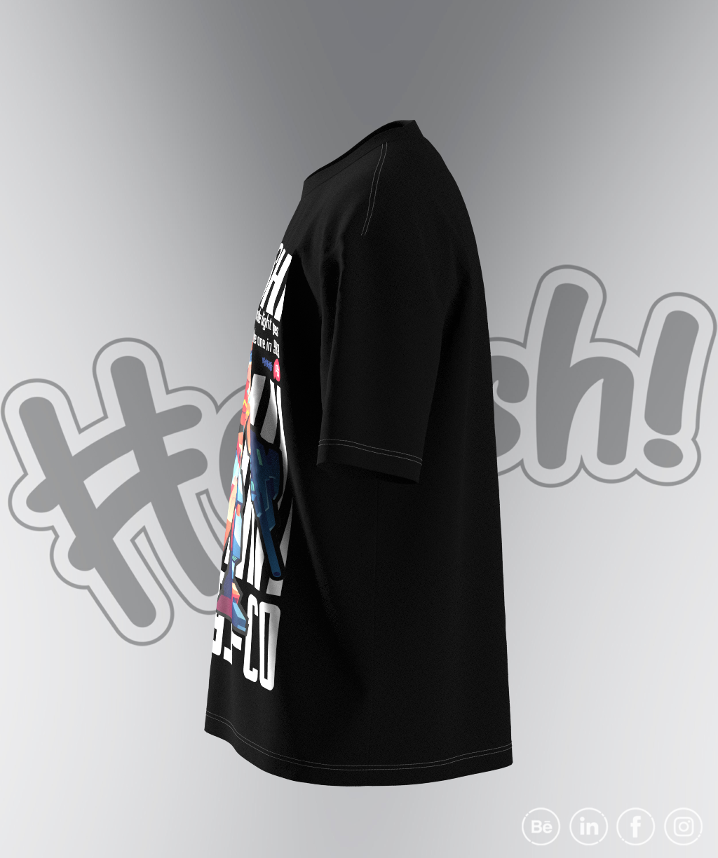 Robo fighter Print T-shirt - Black
