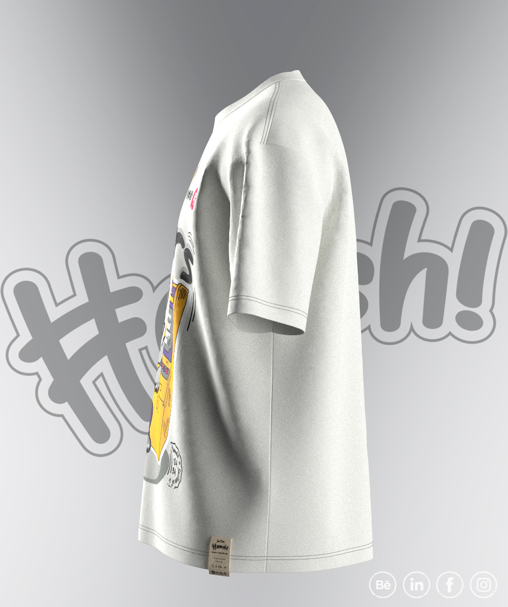 Gamer Fox Print T-shirt - White