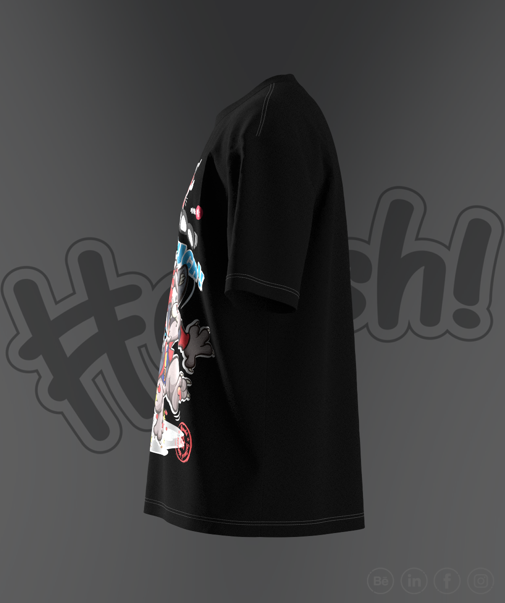 Boom Cat Print T-shirt - Black