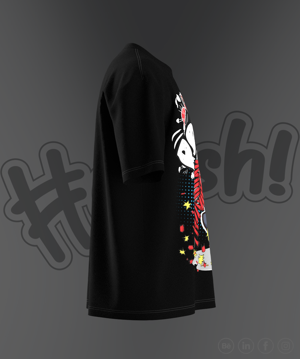 Boom Cat Print T-shirt - Black
