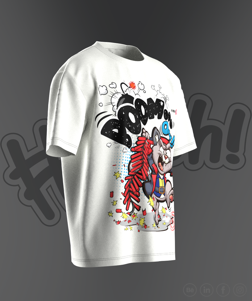 Boom Cat Print T-shirt - White