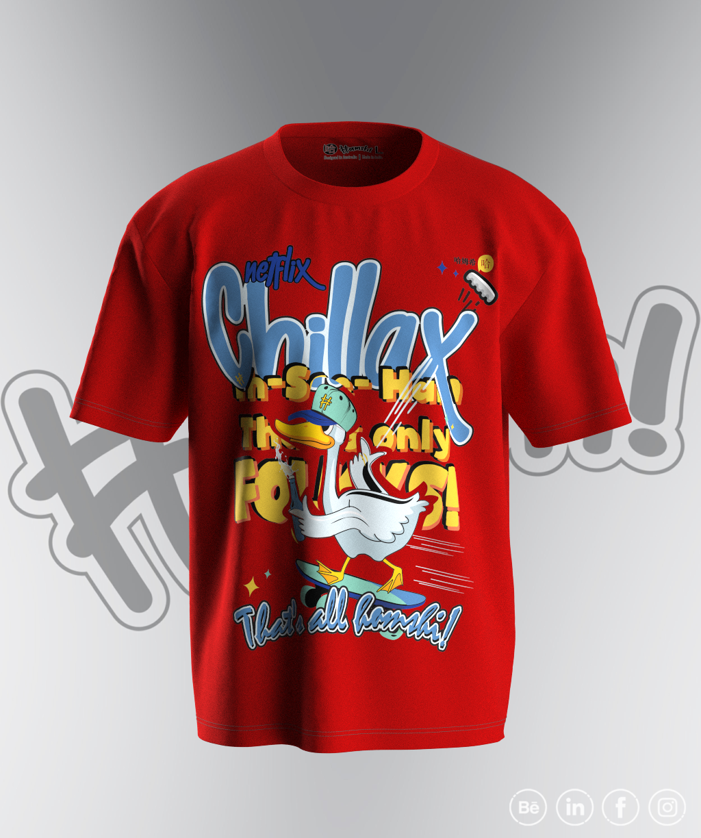 Duck Chillax Print T-shirt - Red