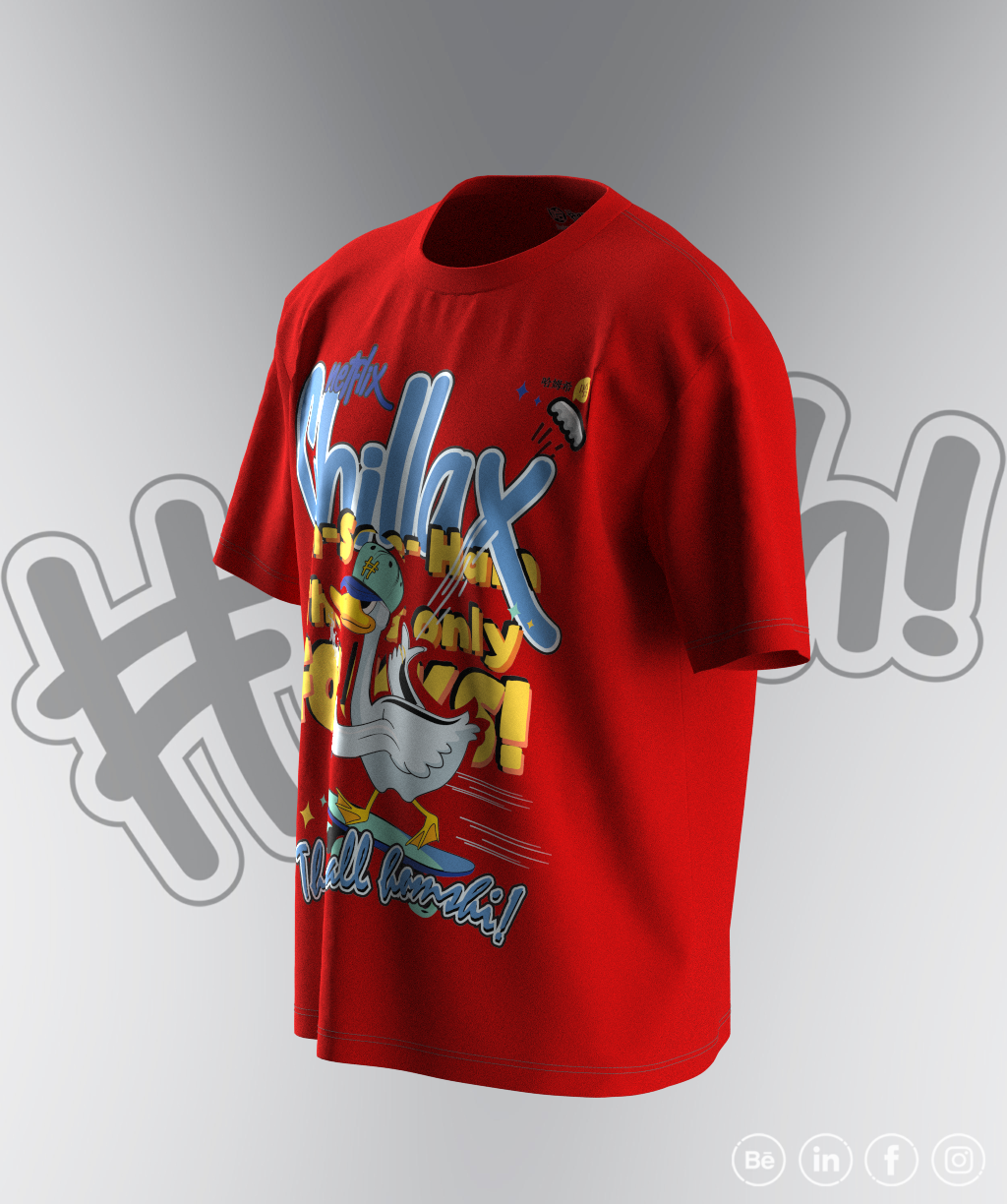 Duck Chillax Print T-shirt - Red