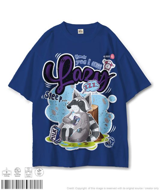 Lazy Fox Oversized T-shirt - Cool Blue