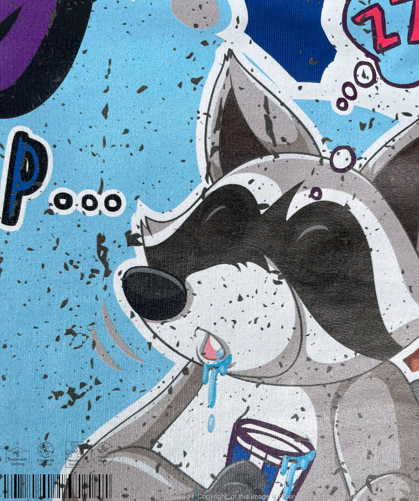 Lazy Fox Print T-shirt - Cool Blue