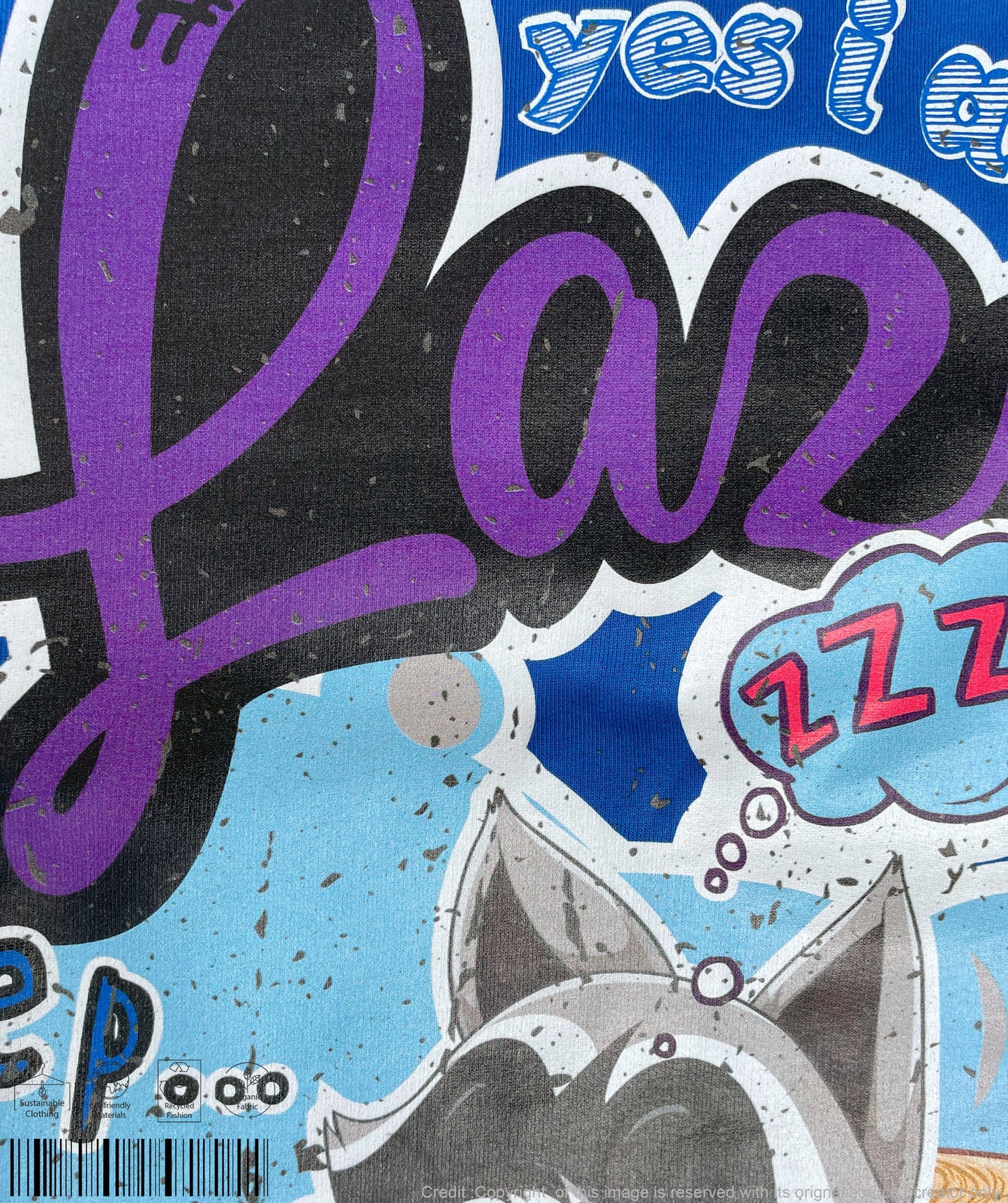 Lazy Fox Print T-shirt - Cool Blue