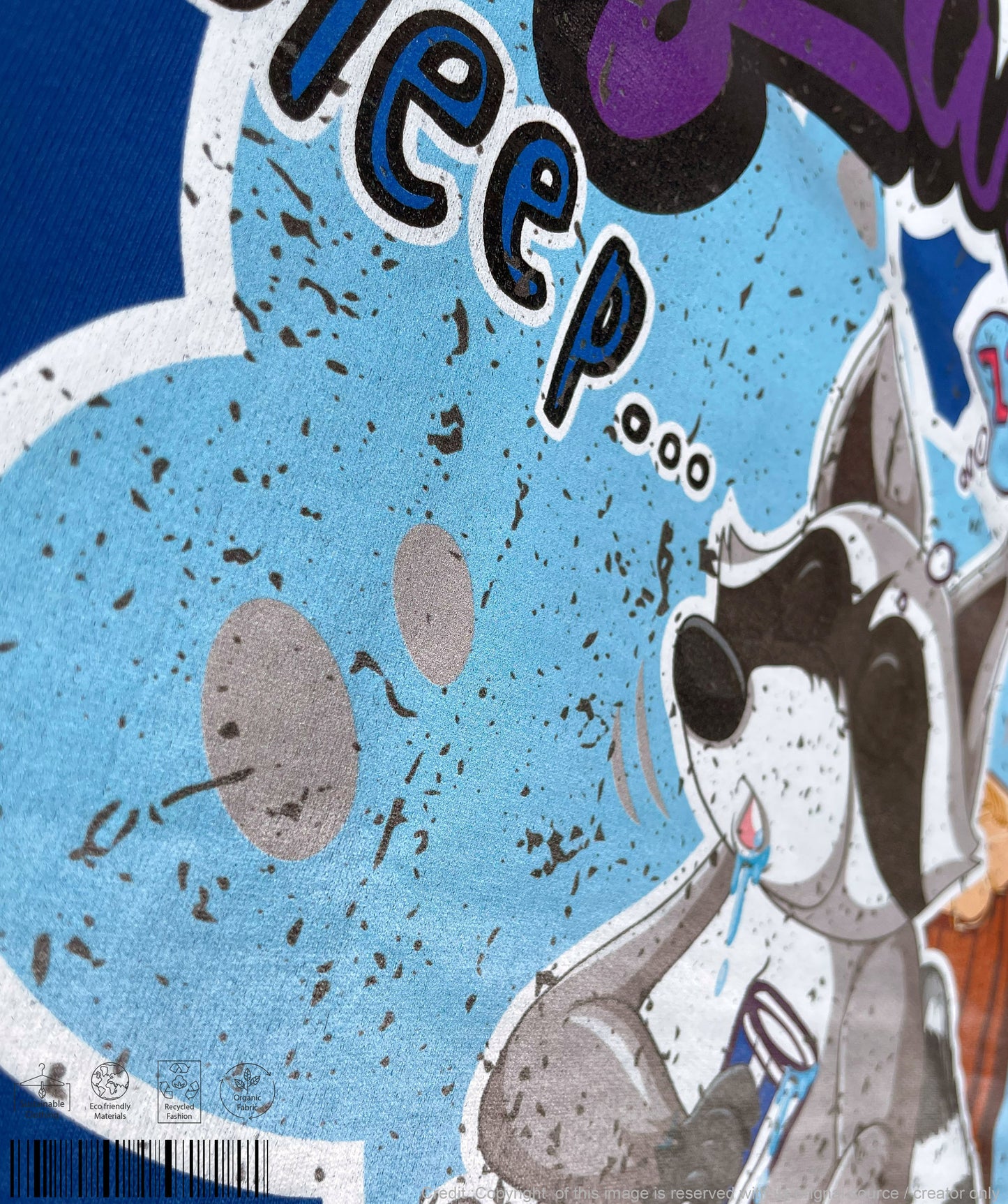 Lazy Fox Print T-shirt - Cool Blue