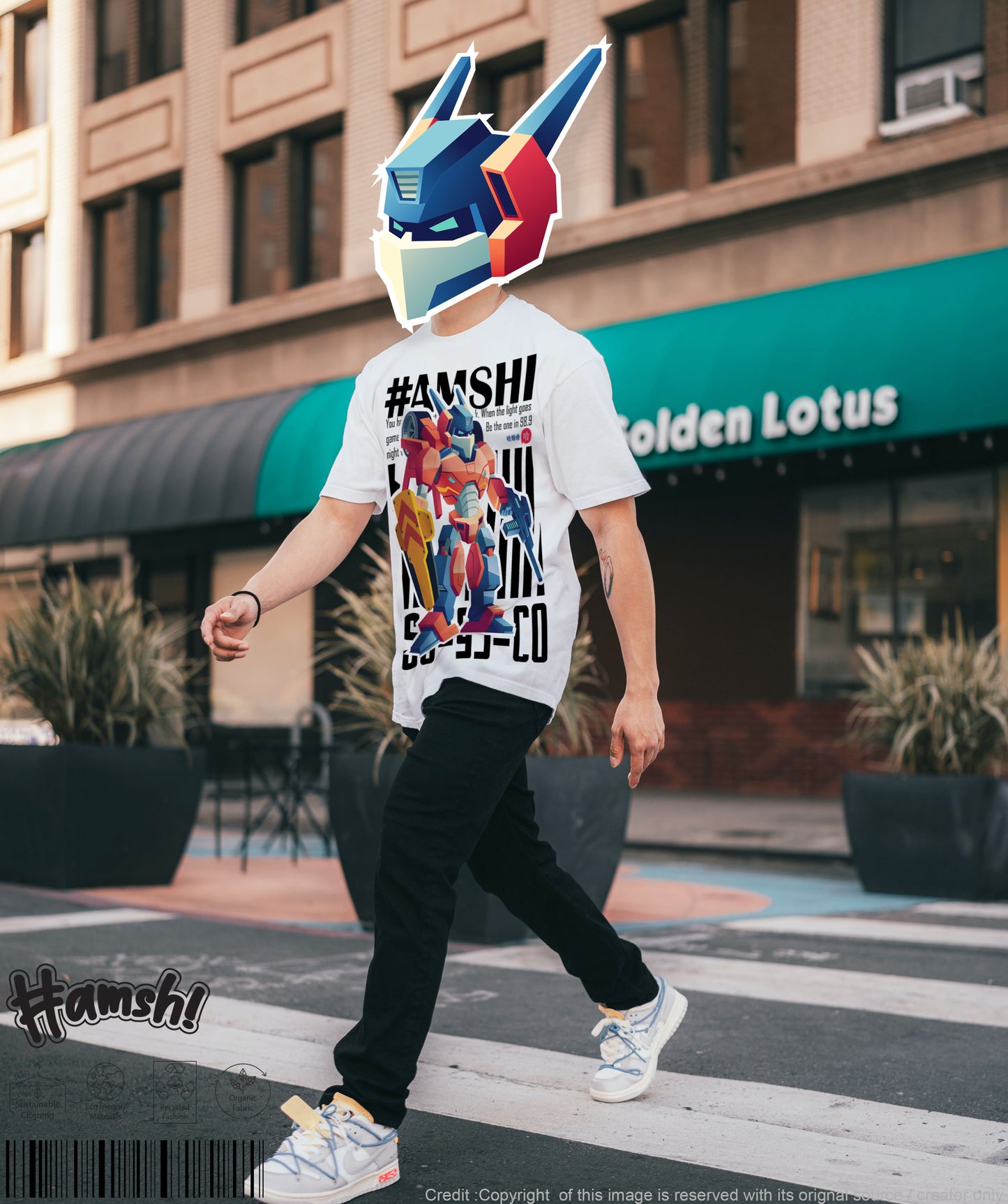 Robo fighter Print T-shirt - White