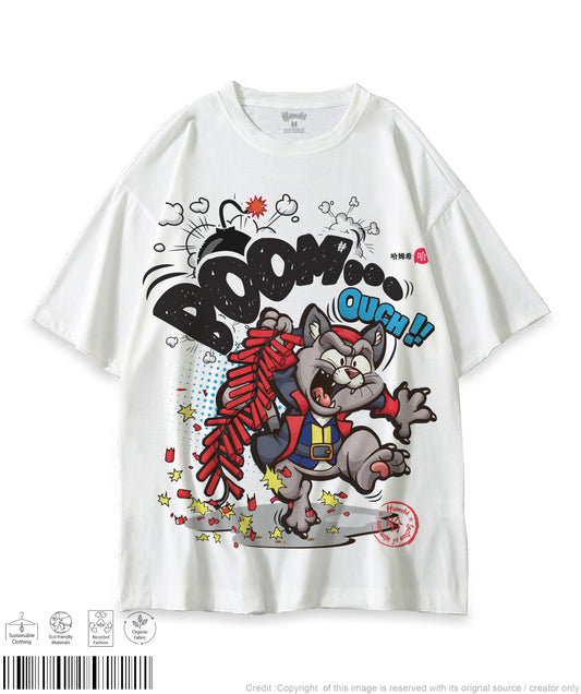 Boom Cat Print T-shirt - White