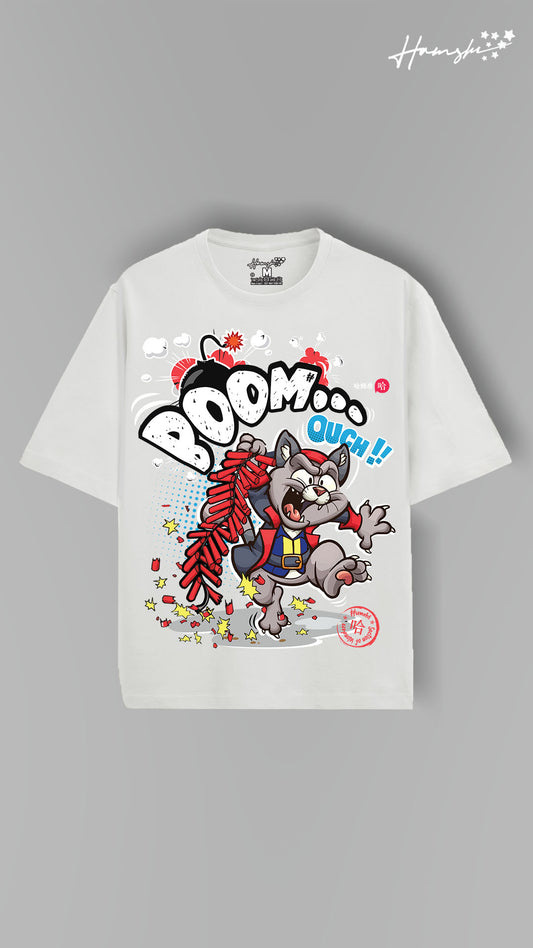 Boom Cat Print T-shirt - White