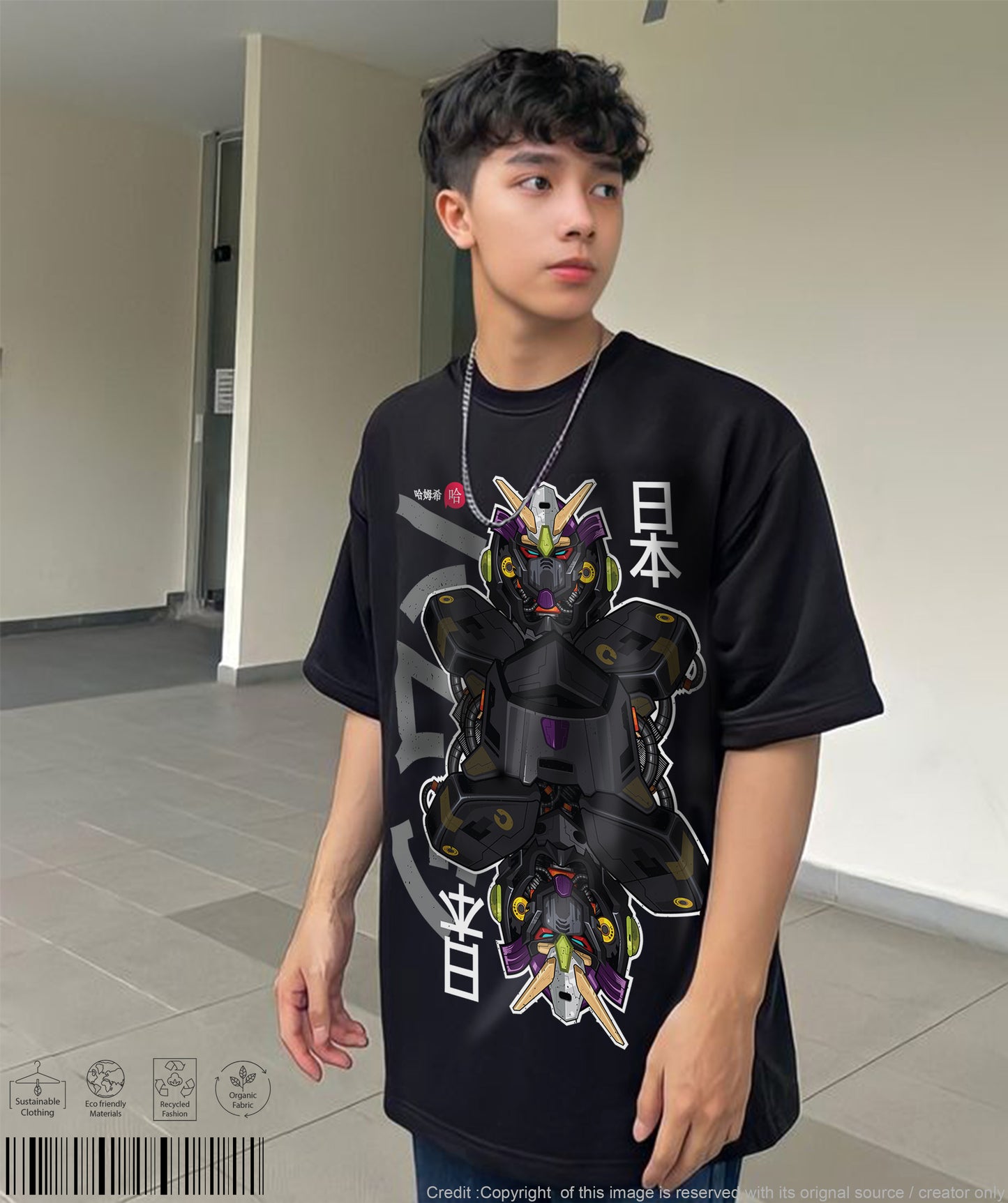 Transformer Mirror Print T-shirt -Black