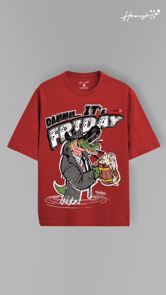 Its Friday Print T-shirt - Red