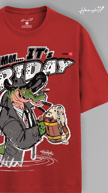 Its Friday Print T-shirt - Red