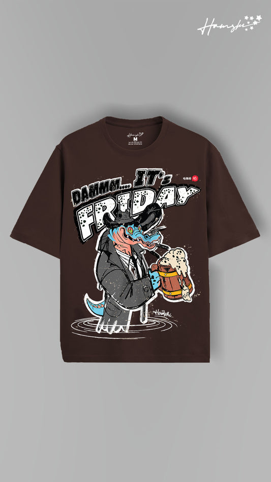 Its Friday Print T-shirt - Brown