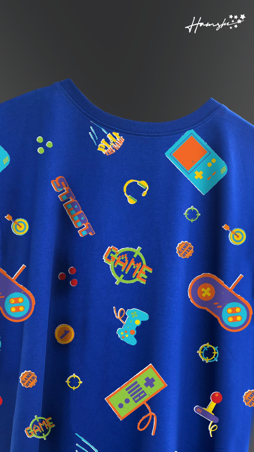 Retro Gaming All Over Print T-shirt -Blue