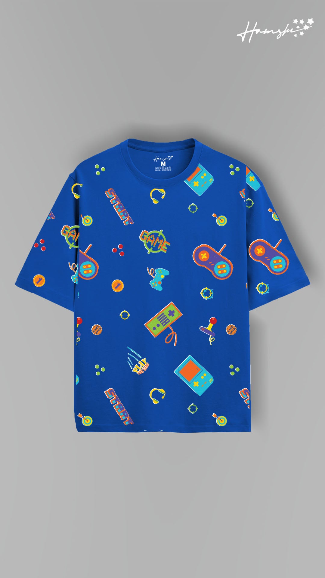Retro Gaming All Over Print T-shirt -Blue