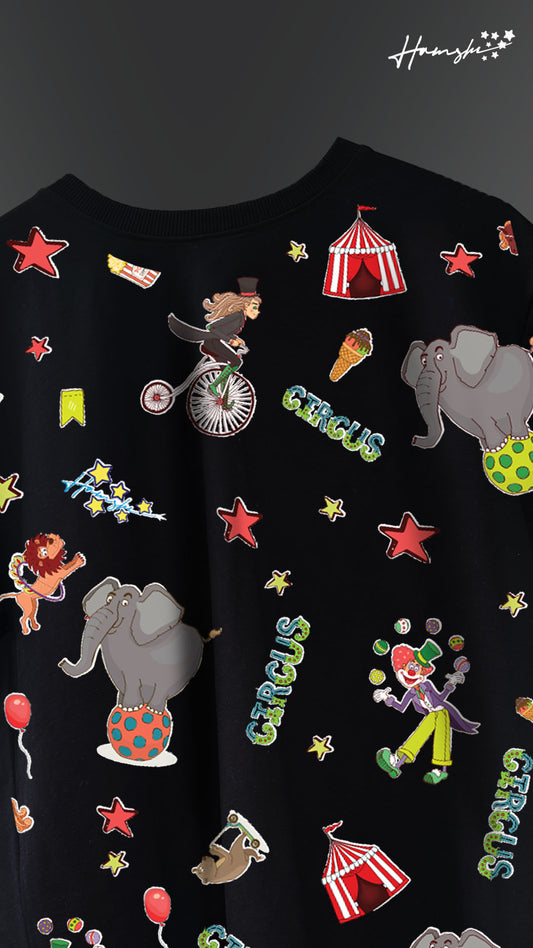 Circus All Over Print T-shirt - Black