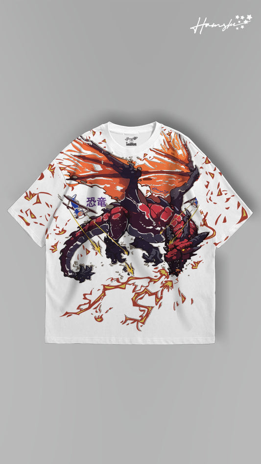Fire Dragon All Over Print T-shirt - White