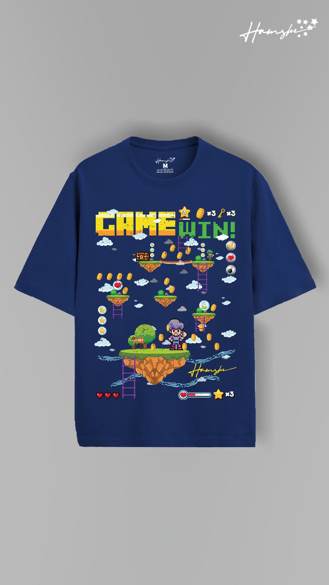 Mario Video Game Print T-shirt - Blue
