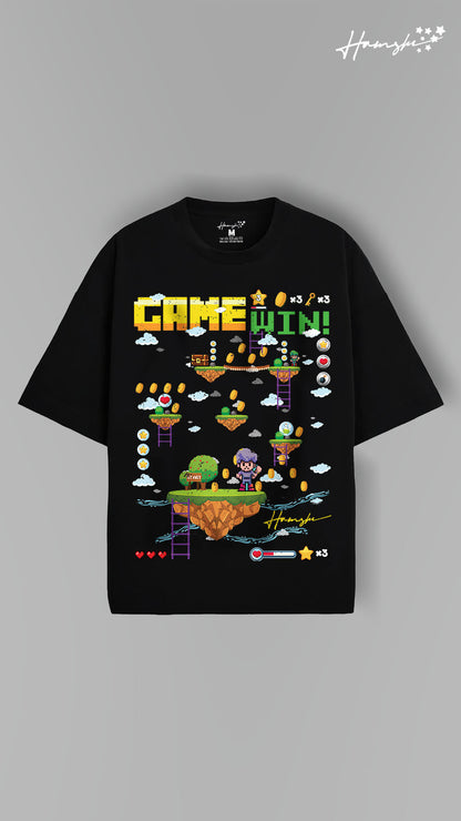 Mario Video Game Print T-shirt - Black