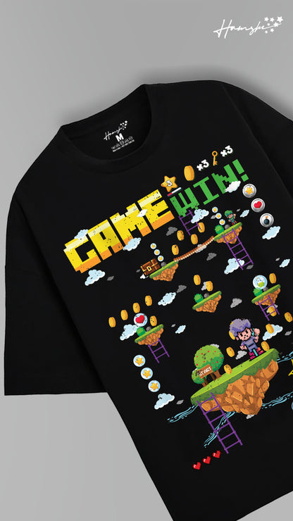 Mario Video Game Print T-shirt - Black