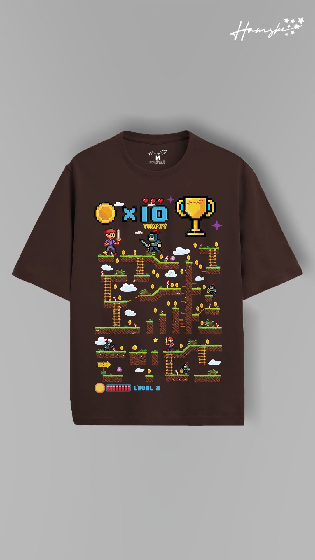 Trophy Man Print T-shirt - Brown