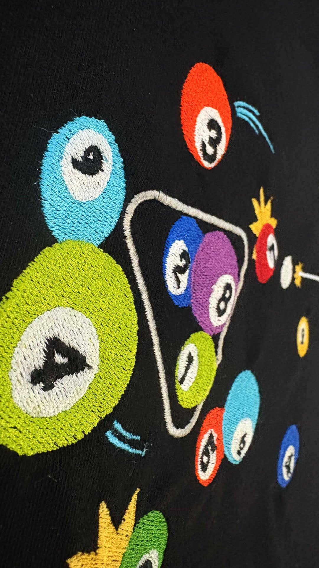 Billiards Embroidery T-shirt - Black