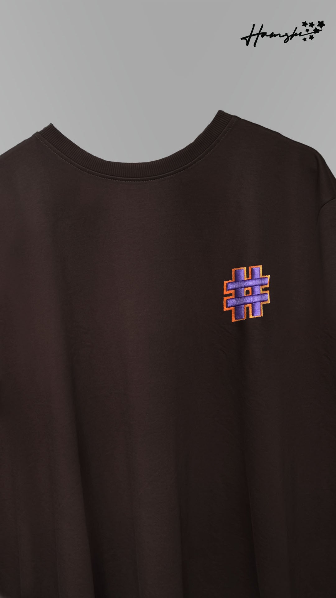 Hash 3D Embroidery T-shirt - Brown