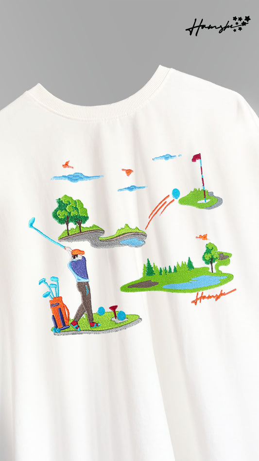 Golf Embroidery T-shirt - White